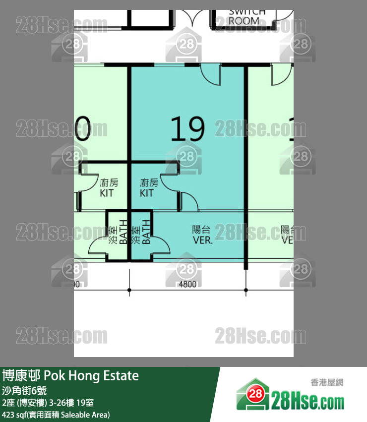 博康邨 2座 (博安樓) 3樓 19室 平面圖