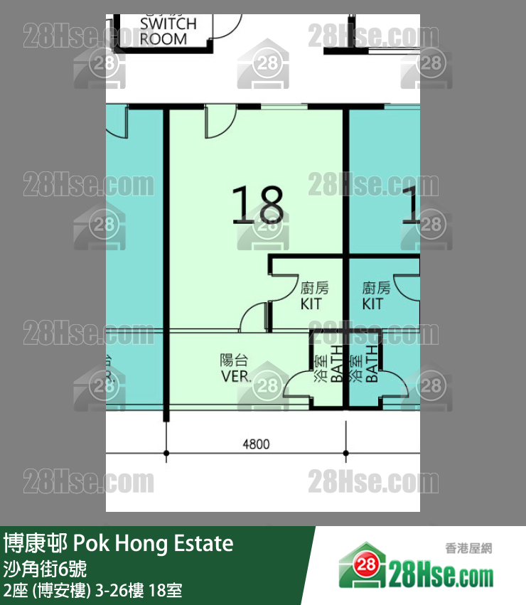 博康邨 2座 (博安樓)22樓 18室 平面圖
