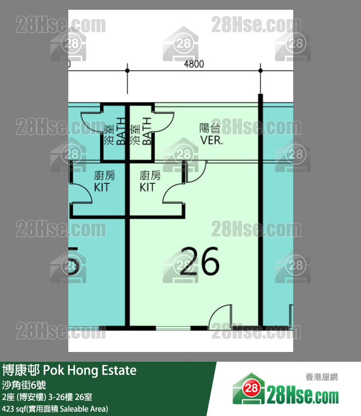 博康邨 2座 (博安樓) 24樓 26室 平面圖