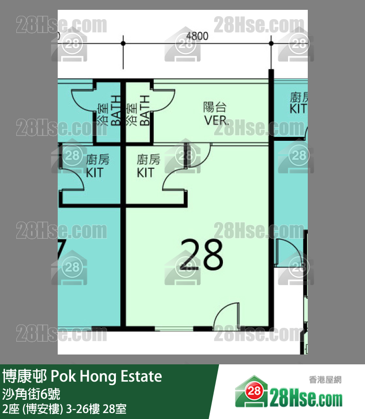博康邨 2座 (博安樓)5樓 28室 平面圖