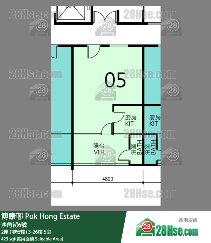 博康邨 2座 (博安樓)26樓 5室 平面圖