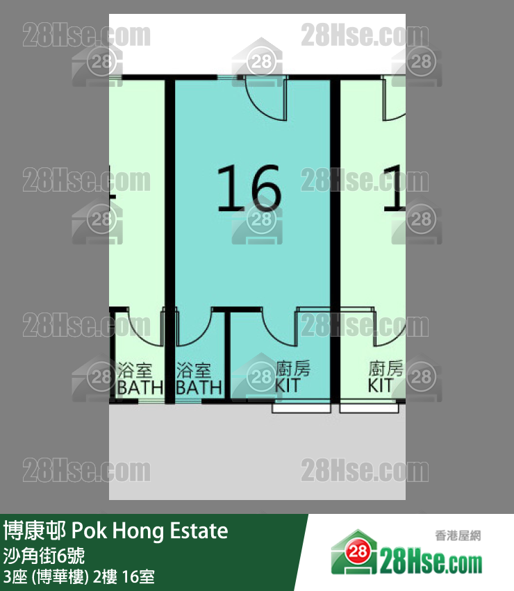 博康邨 3座 (博華樓)2樓 16室 平面圖