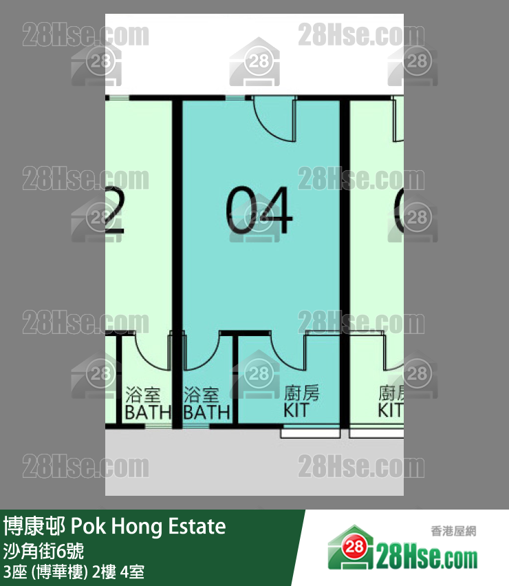 博康邨 3座 (博華樓)2樓 4室 平面圖