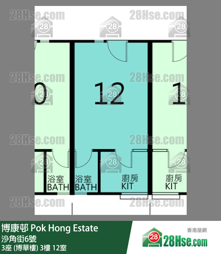 博康邨 3座 (博華樓)3樓 12室 平面圖