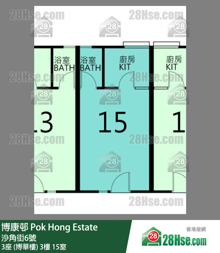 博康邨 3座 (博華樓) 3樓 15室 平面圖