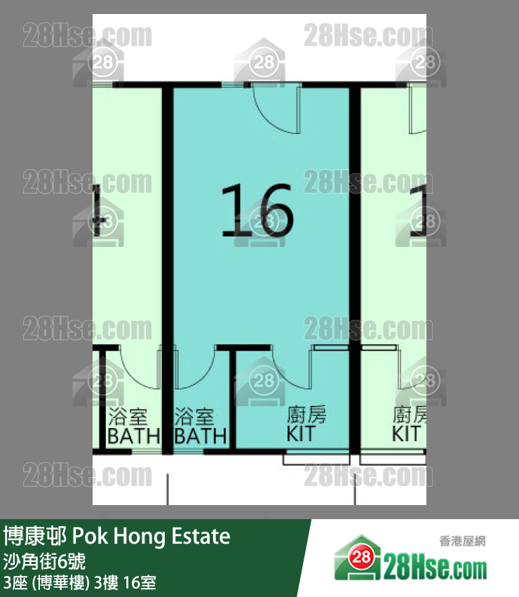 博康邨 3座 (博華樓)3樓 16室 平面圖