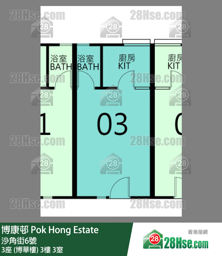 博康邨 3座 (博華樓)3樓 3室 平面圖