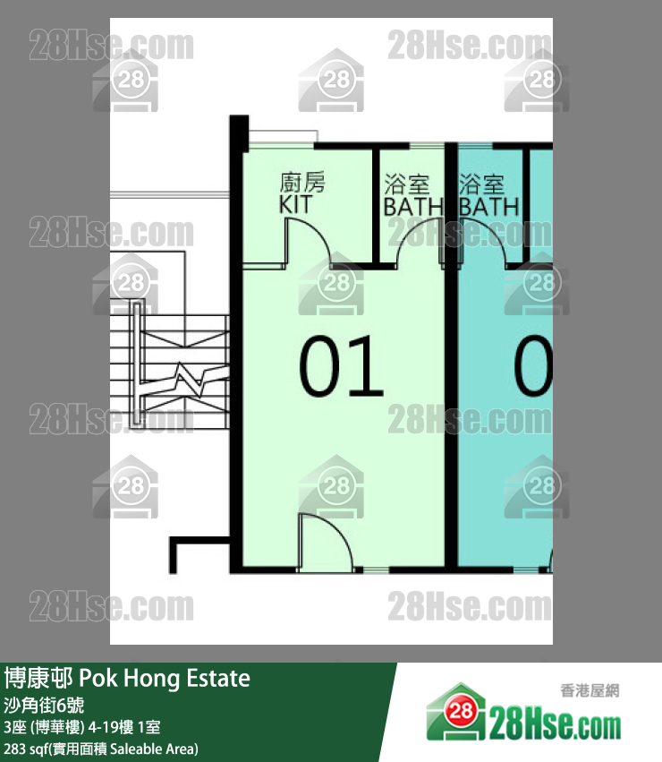 博康邨 3座 (博華樓)19樓 1室 平面圖
