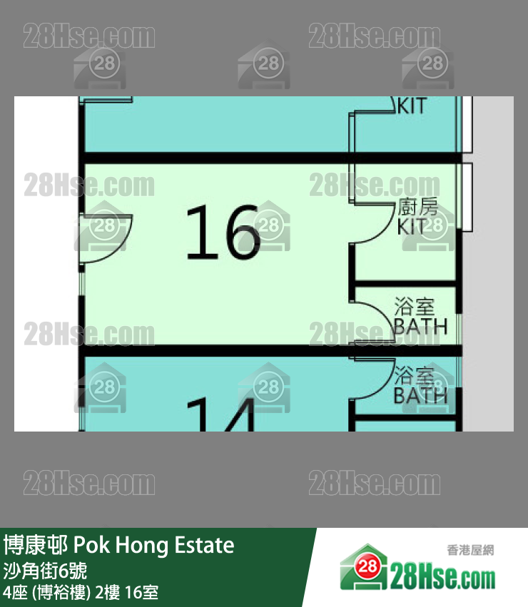 博康邨 4座 (博裕樓)2樓 16室 平面圖