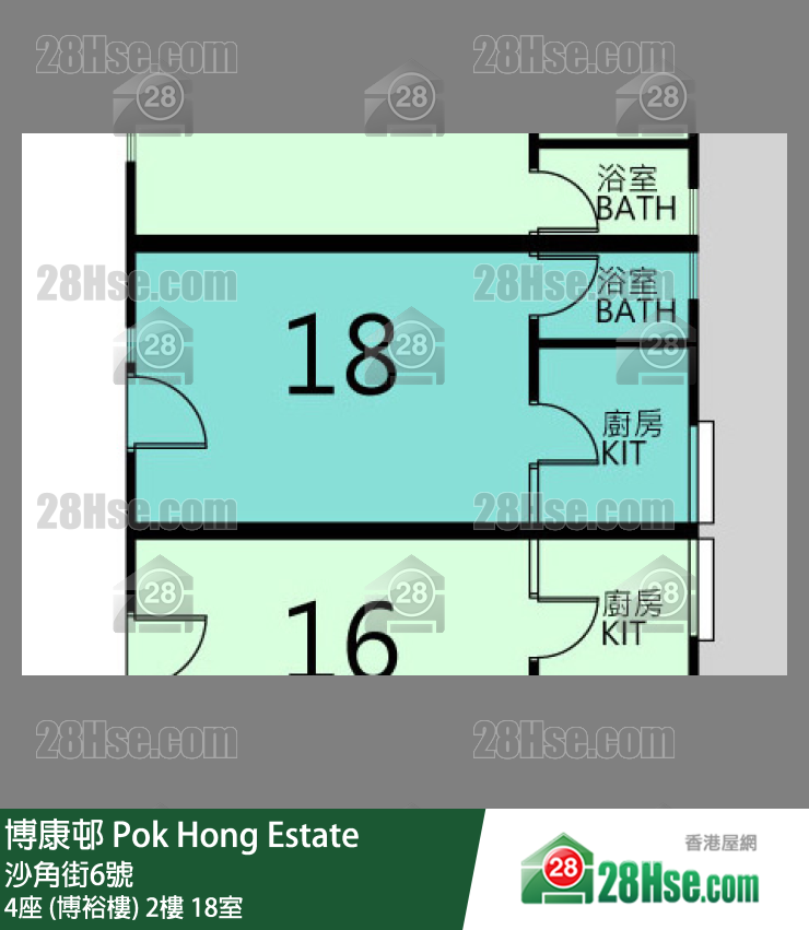 博康邨 4座 (博裕樓)2樓 18室 平面圖