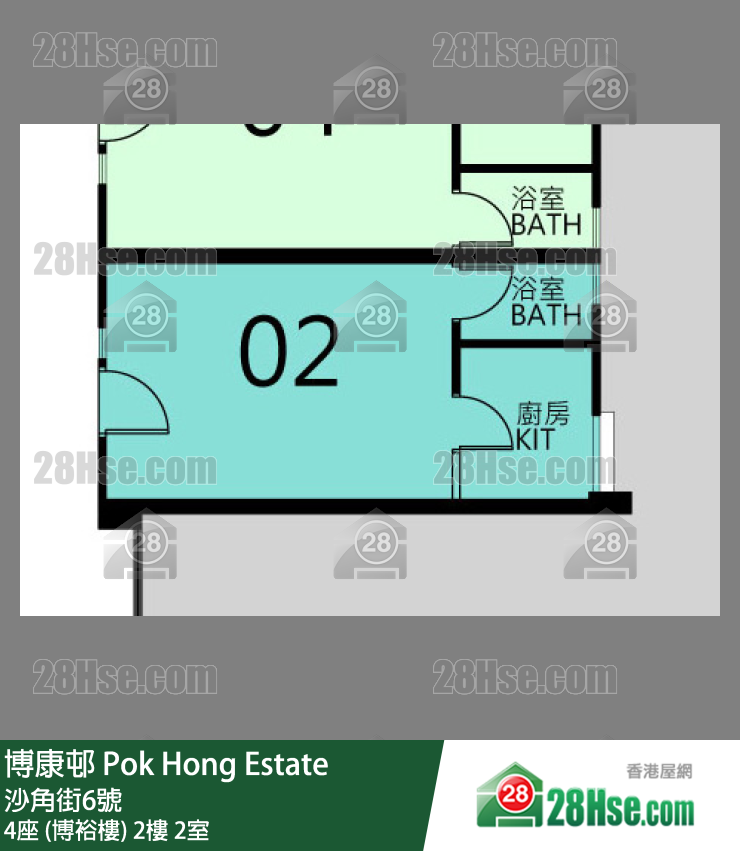 博康邨 4座 (博裕樓)2樓 2室 平面圖