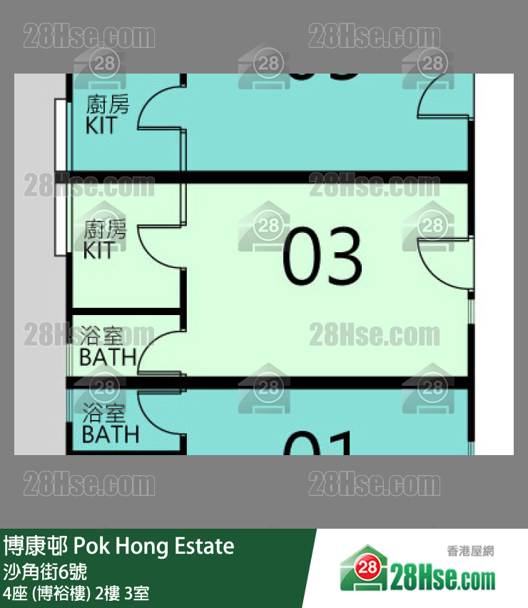 博康邨 4座 (博裕樓)2樓 3室 平面圖