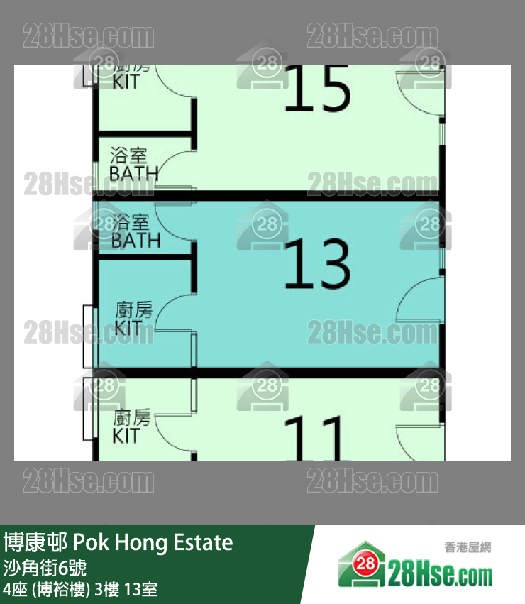 博康邨 4座 (博裕楼)3楼 13室 平面图