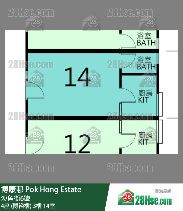 博康邨 4座 (博裕樓)3樓 14室 平面圖