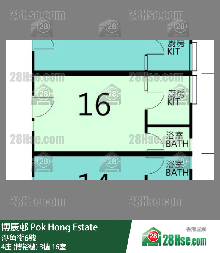 博康邨 4座 (博裕樓)3樓 16室 平面圖