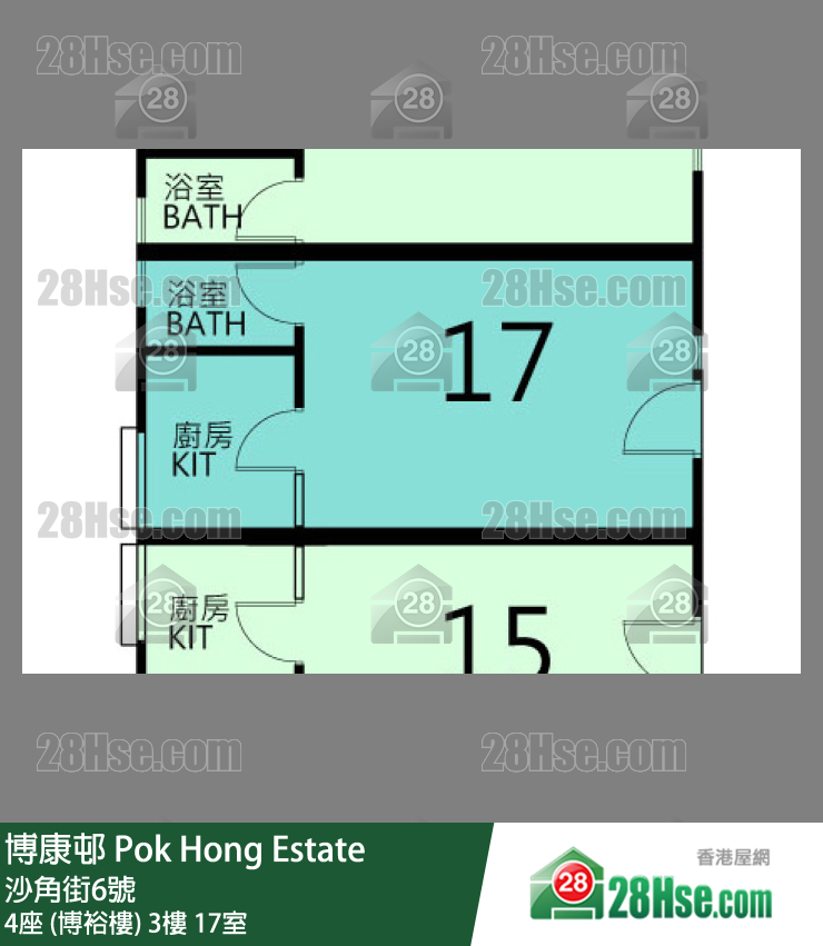 博康邨 4座 (博裕楼) 3楼 17室 平面图