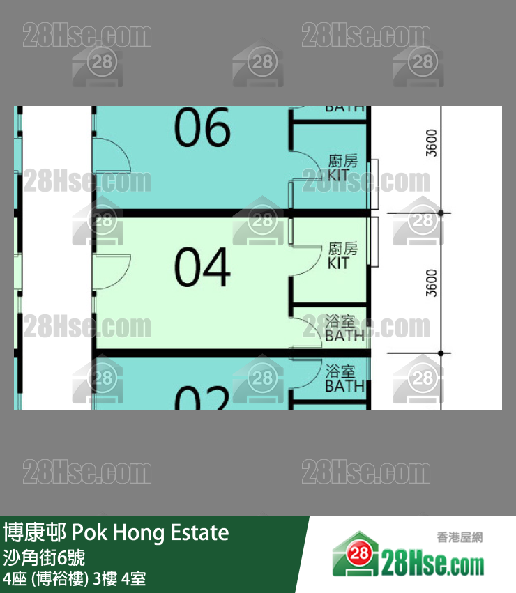 博康邨 4座 (博裕樓)3樓 4室 平面圖