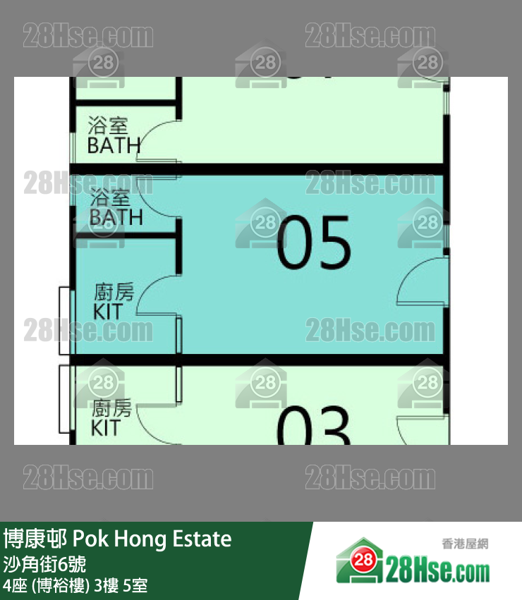 博康邨 4座 (博裕樓)3樓 5室 平面圖