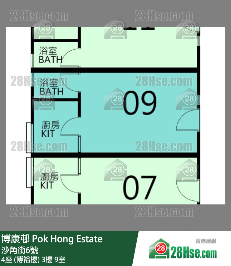 博康邨 4座 (博裕樓)3樓 9室 平面圖