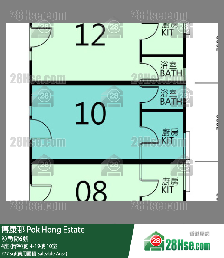 博康邨 4座 (博裕樓) 16樓 10室 平面圖