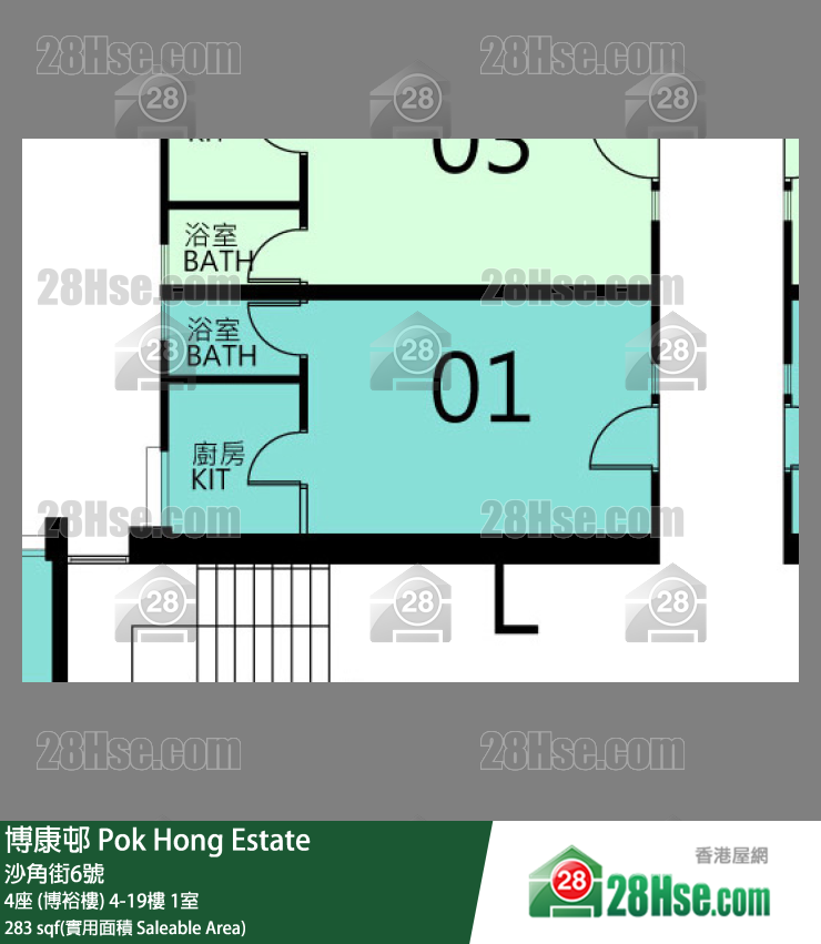 博康邨 4座 (博裕樓)12樓 1室 平面圖