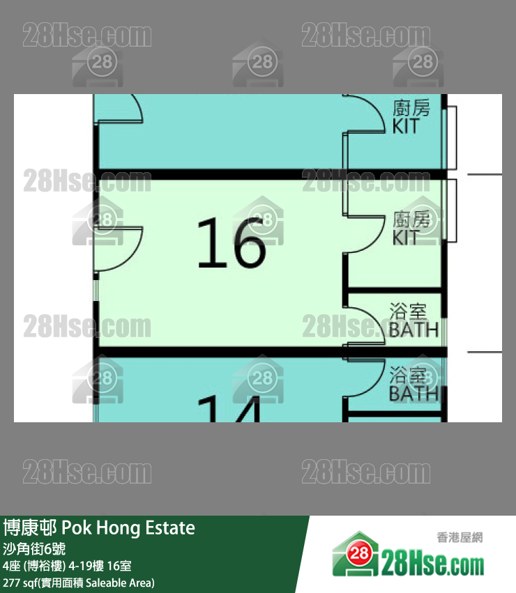 博康邨 4座 (博裕樓) 6樓 16室 平面圖