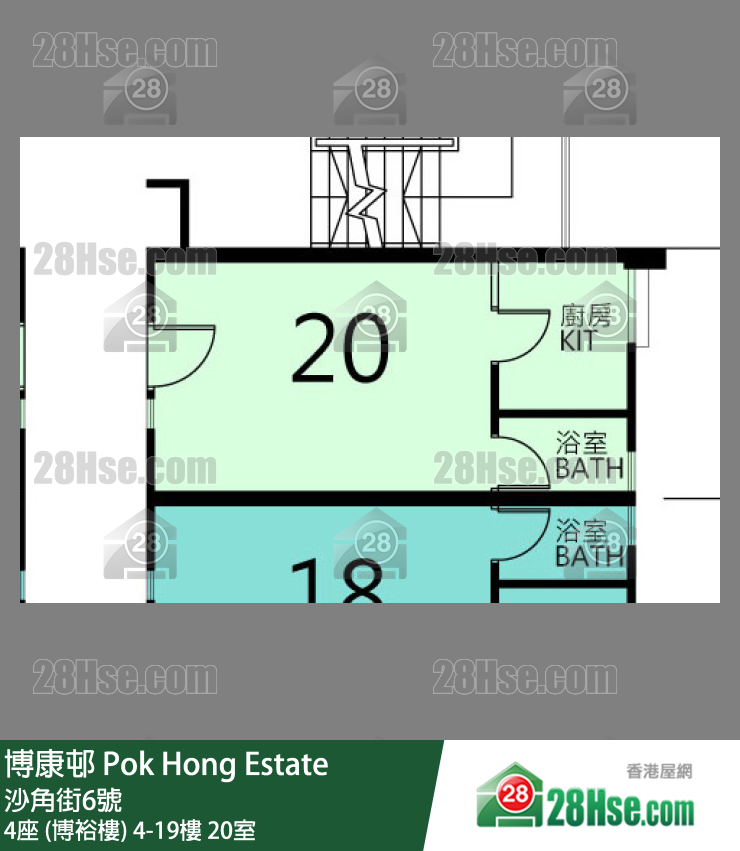 博康邨 4座 (博裕樓)18樓 20室 平面圖