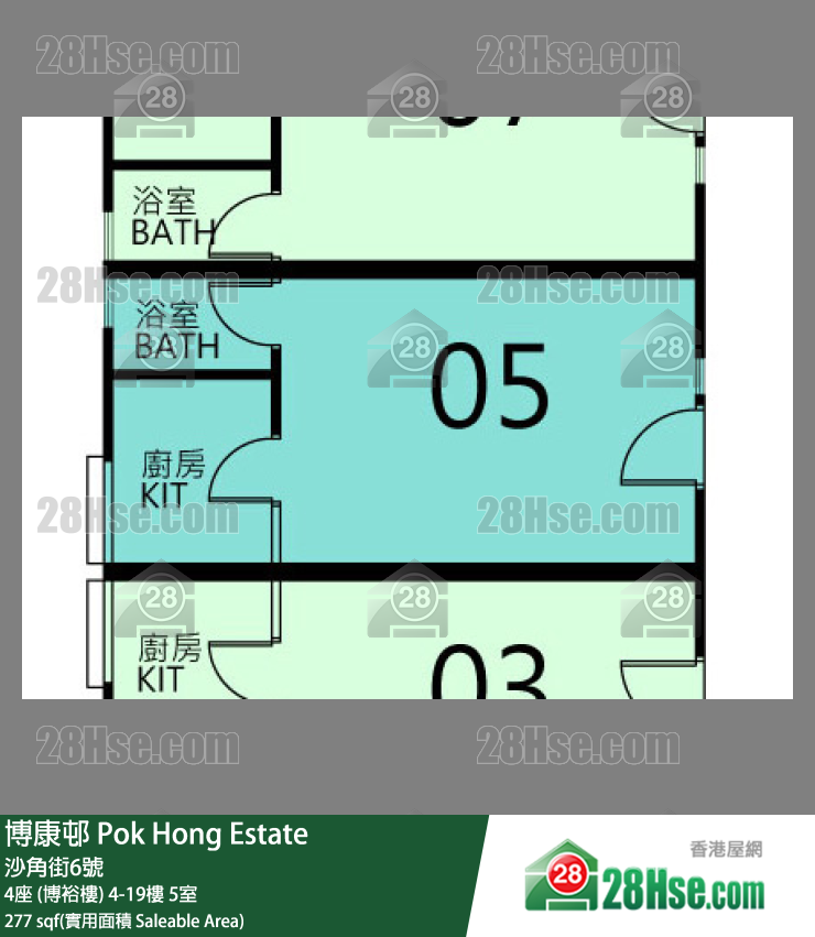 博康邨 4座 (博裕樓) 4樓 5室 平面圖