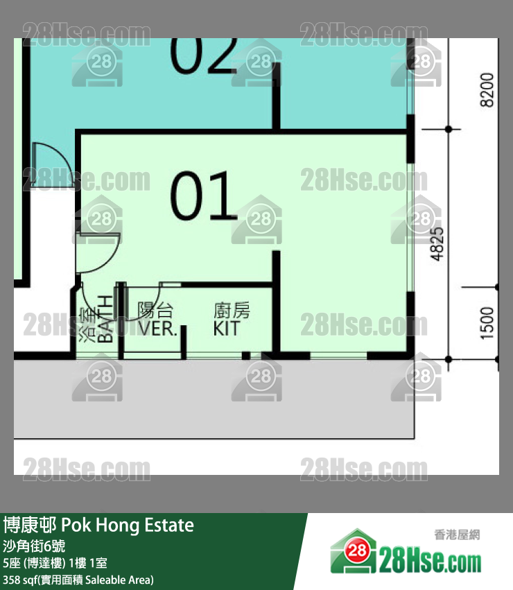 博康邨 5座 (博達樓) 1樓 1室 平面圖