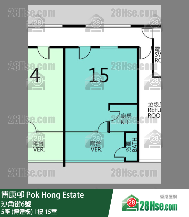 博康邨 5座 (博達樓)1樓 15室 平面圖