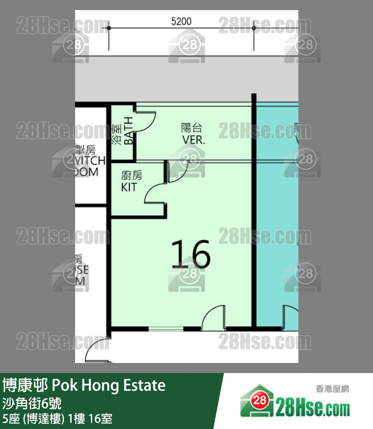 博康邨 5座 (博達樓)1樓 16室 平面圖