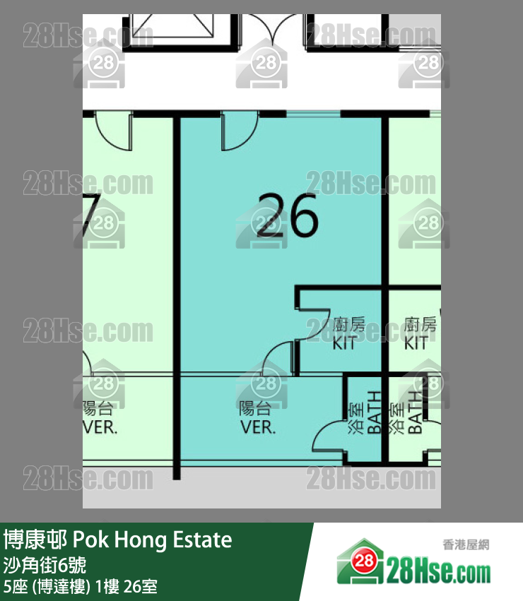 博康邨 5座 (博達樓)1樓 26室 平面圖