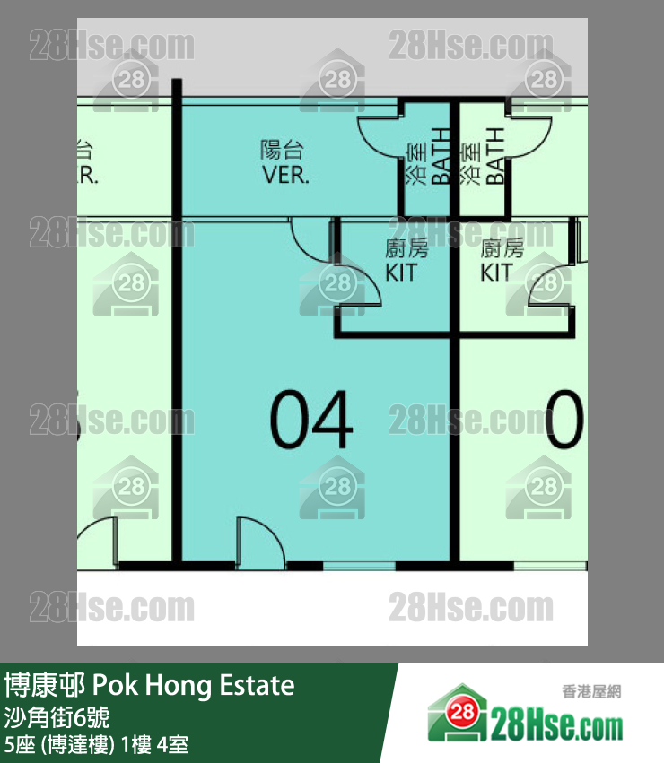 博康邨 5座 (博達樓)1樓 4室 平面圖