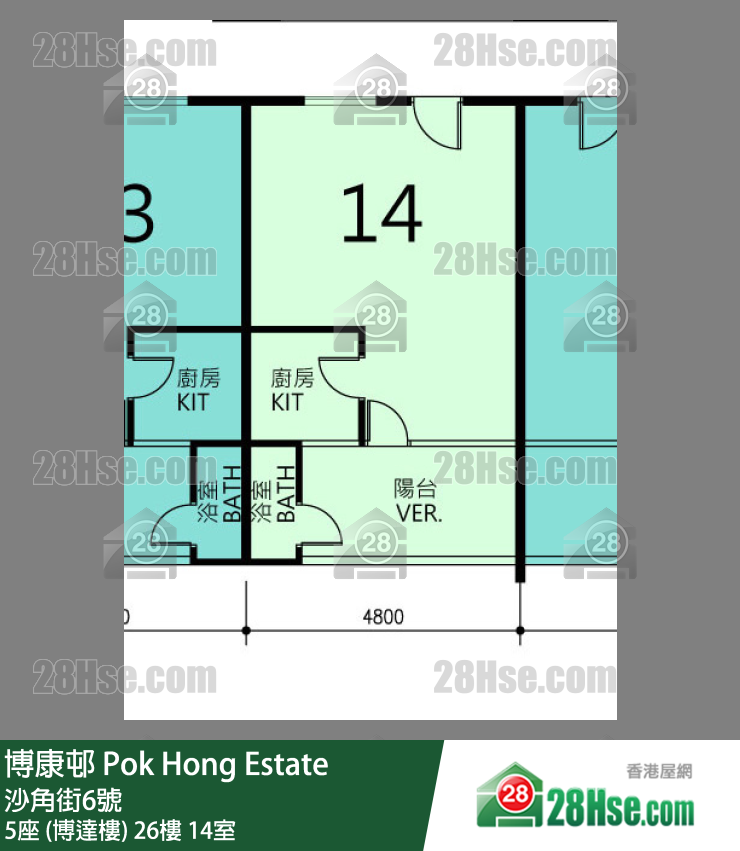 博康邨 5座 (博达楼)26楼 14室 平面图