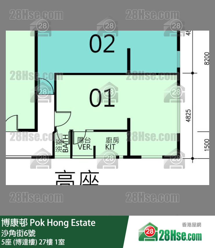 博康邨 5座 (博達樓)27樓 1室 平面圖