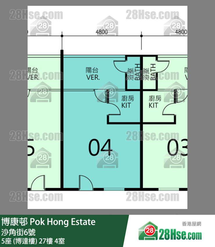 博康邨 5座 (博達樓)27樓 4室 平面圖
