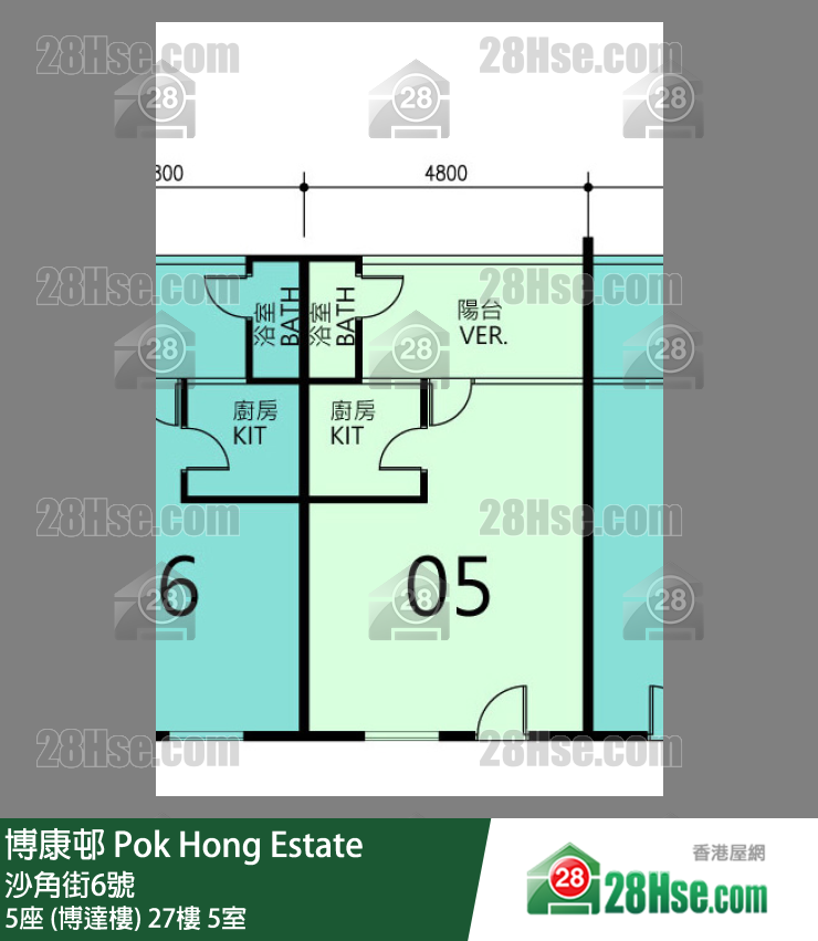 博康邨 5座 (博达楼)27楼 5室 平面图