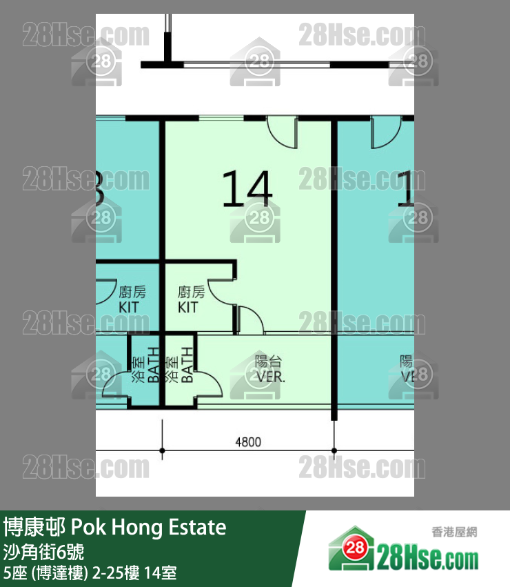 博康邨 5座 (博達樓)7樓 14室 平面圖