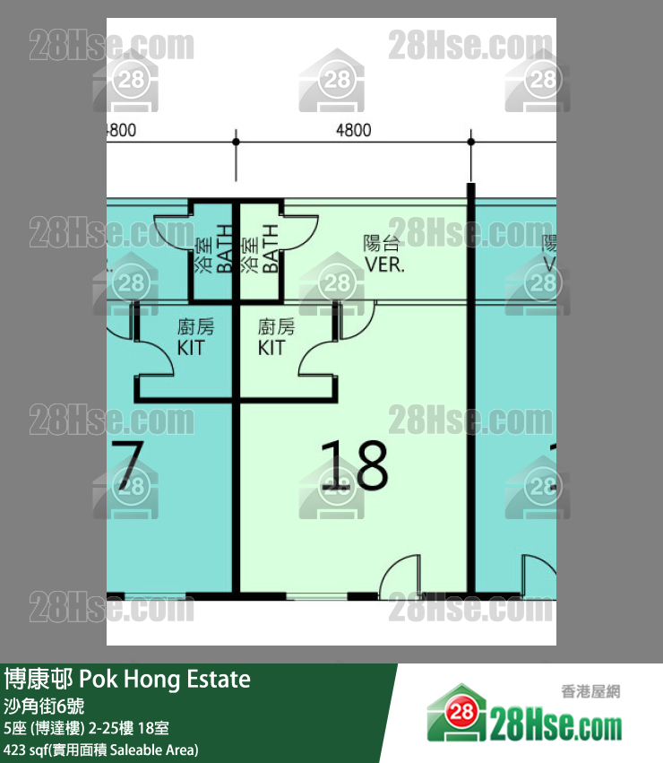 博康邨 5座 (博達樓)10樓 18室 平面圖
