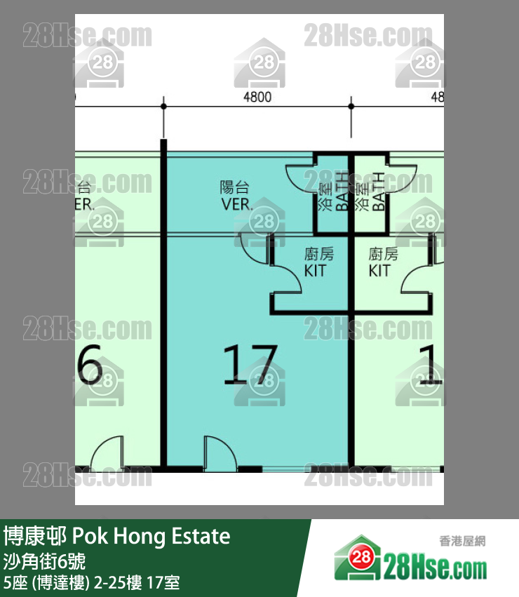 博康邨 5座 (博達樓)15樓 17室 平面圖