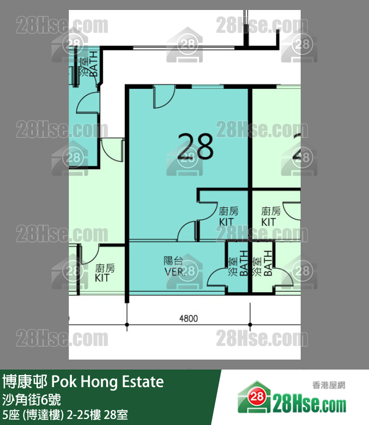 博康邨 5座 (博達樓)7樓 28室 平面圖