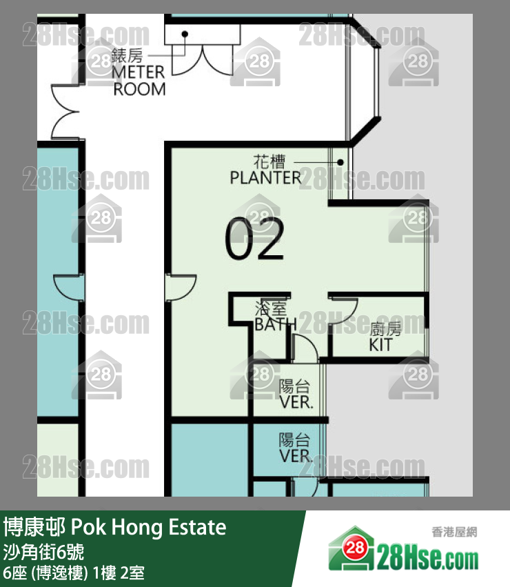 博康邨 6座 (博逸樓)1樓 2室 平面圖