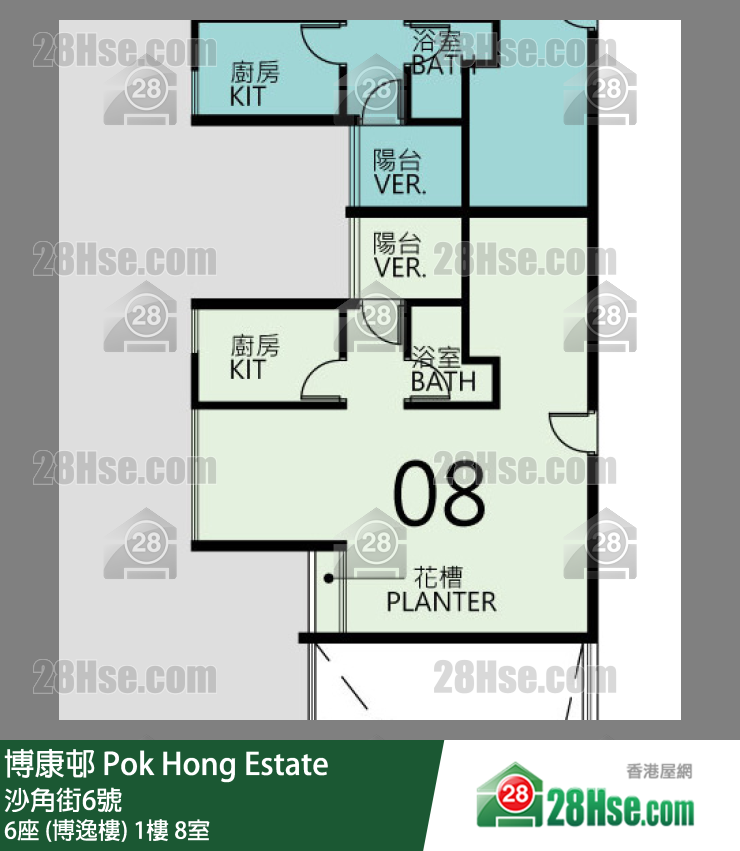 博康邨 6座 (博逸樓)1樓 8室 平面圖