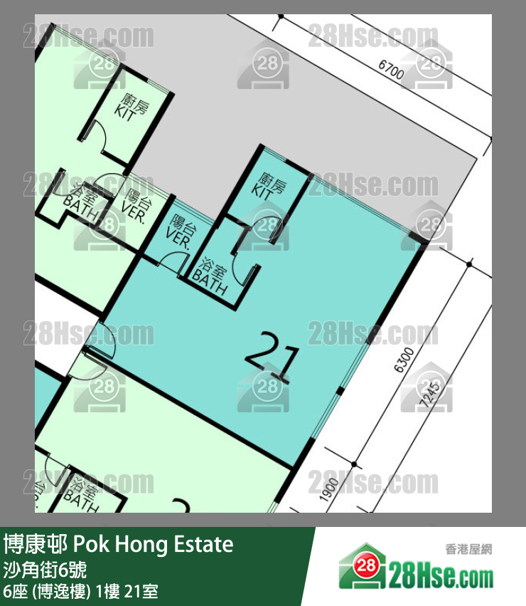 博康邨 6座 (博逸樓)1樓 21室 平面圖