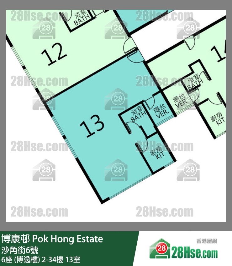 博康邨 6座 (博逸樓)5樓 13室 平面圖