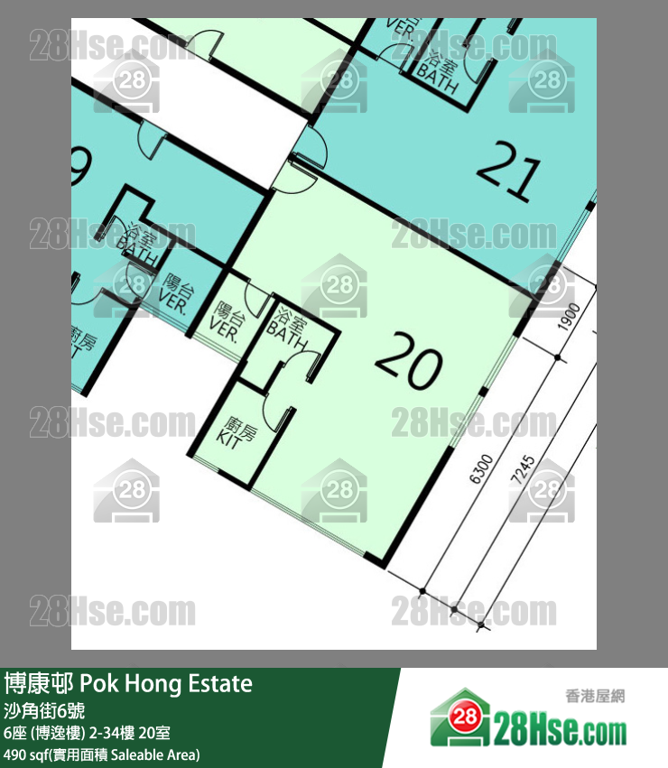 博康邨 6座 (博逸樓)28樓 20室 平面圖