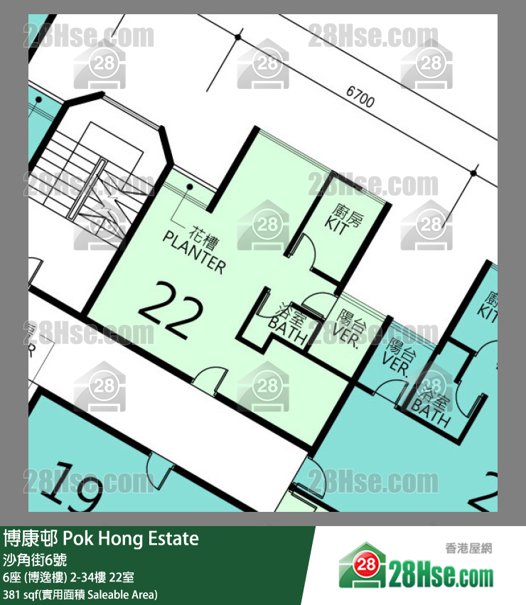 博康邨 6座 (博逸樓)28樓 22室 平面圖