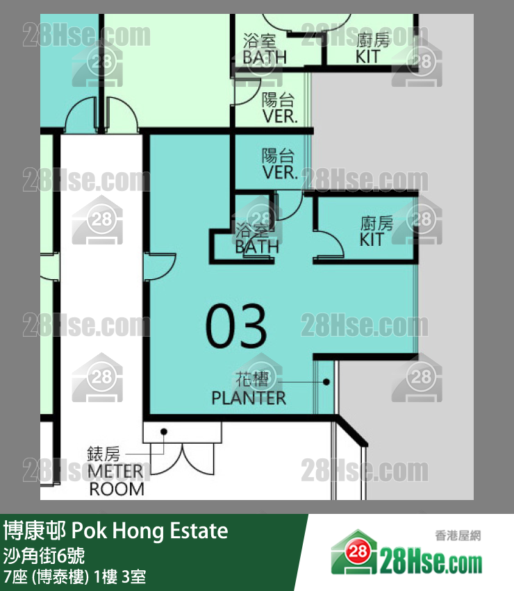 博康邨 7座 (博泰樓)1樓 3室 平面圖