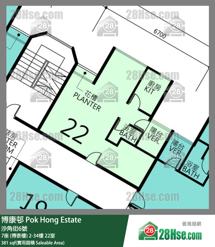 博康邨 7座 (博泰樓)27樓 22室 平面圖