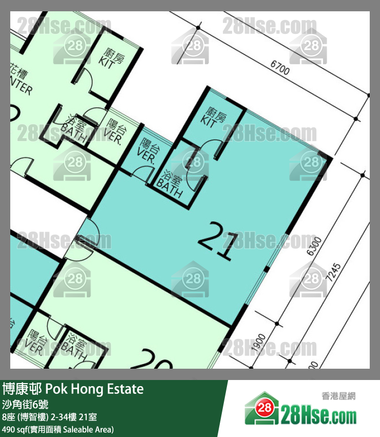 博康邨 8座 (博智樓)31樓 21室 平面圖